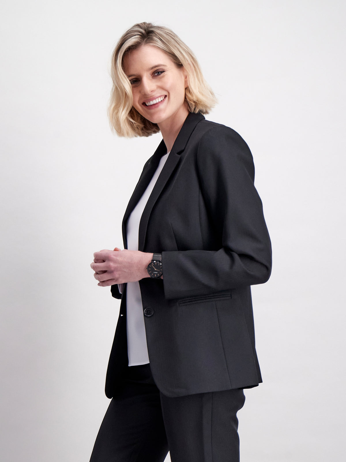 Cecily women's one button blazer in Diamond Black – ImNow clearance