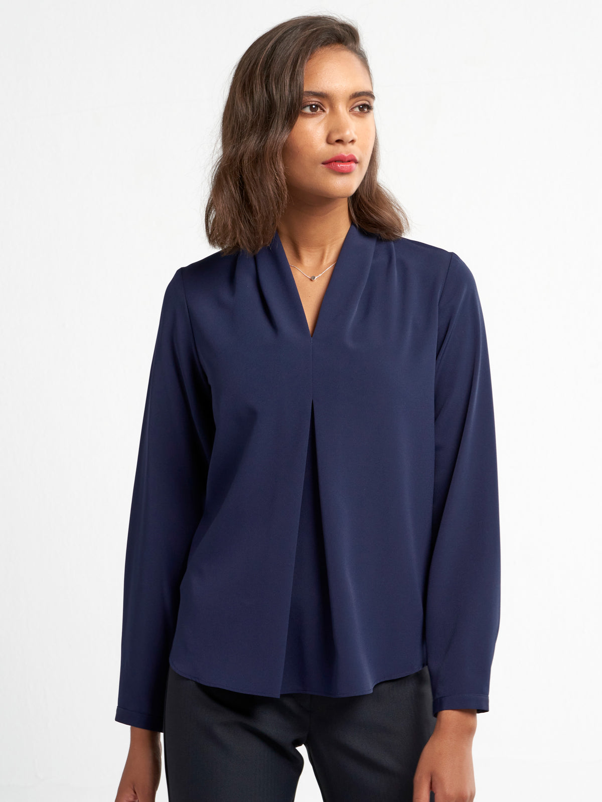 Misha women's drape front work blouse, style shown in Nightfall – Imagemakers Online Store Sale
