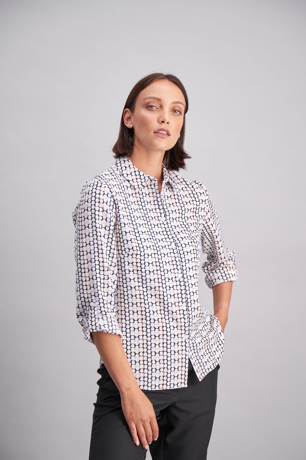 Cathy women's long sleeve work blouse in Clover – ImNow clearance