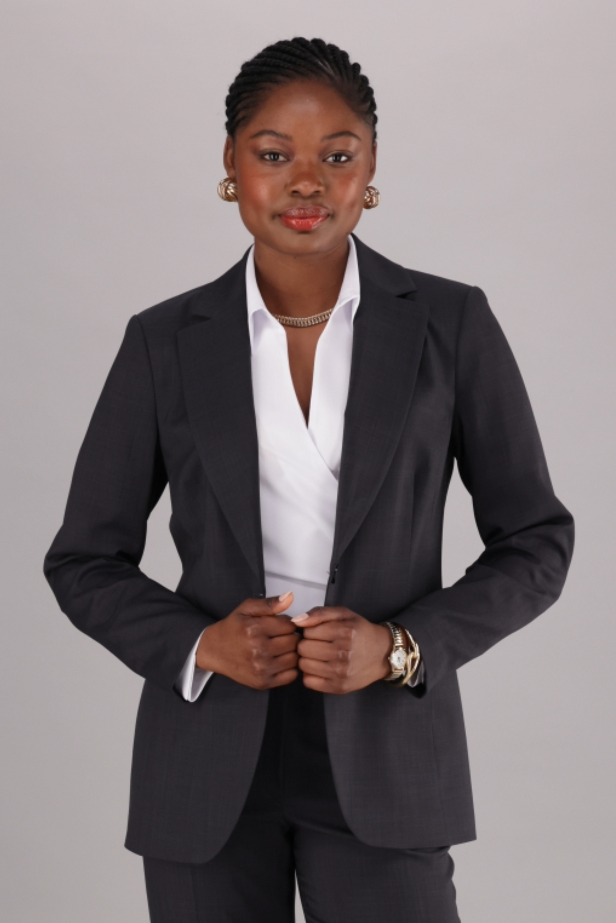 Regular Fit Single Breasted Stretch Blazer -Charcoal