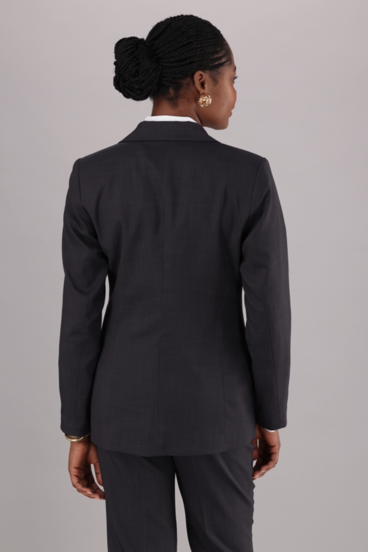 Regular Fit Single Breasted Stretch Blazer -Charcoal