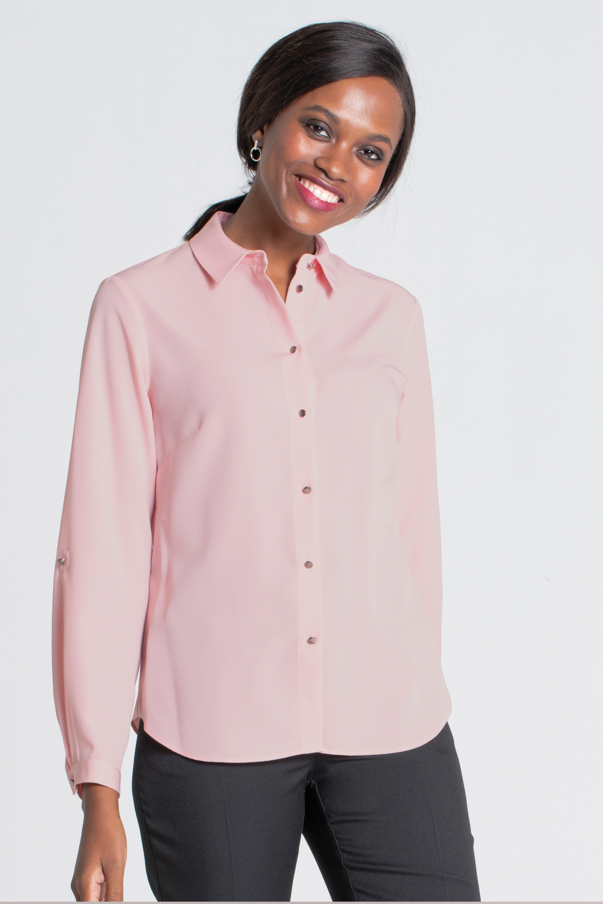 Cathy women's long sleeve work blouse, style shown in Nude – ImNow clearance