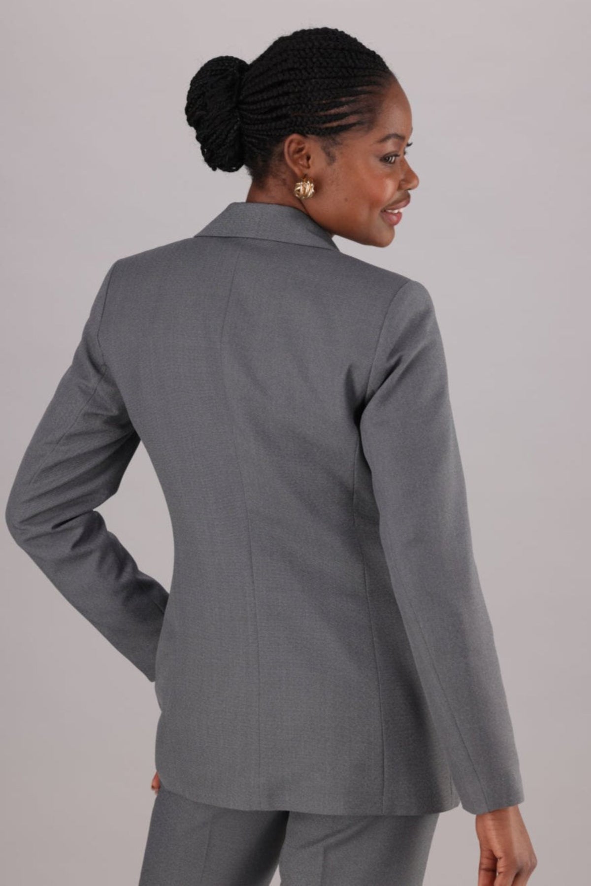 Regular Fit Single Breasted Blazer- Grey