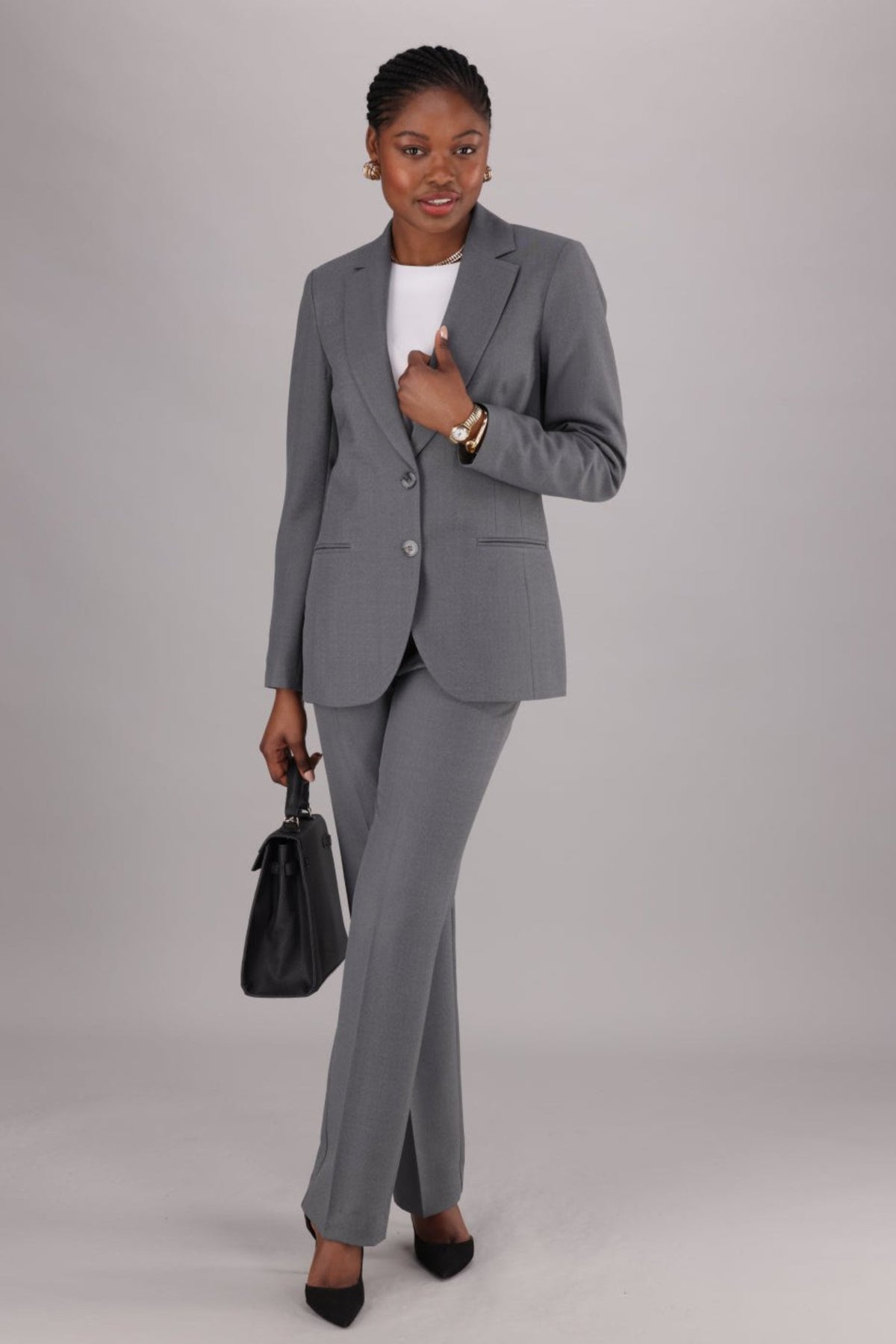 Regular Fit Single Breasted Blazer- Grey