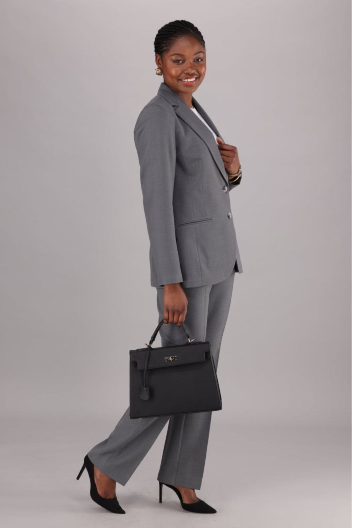 Regular Fit Single Breasted Blazer- Grey