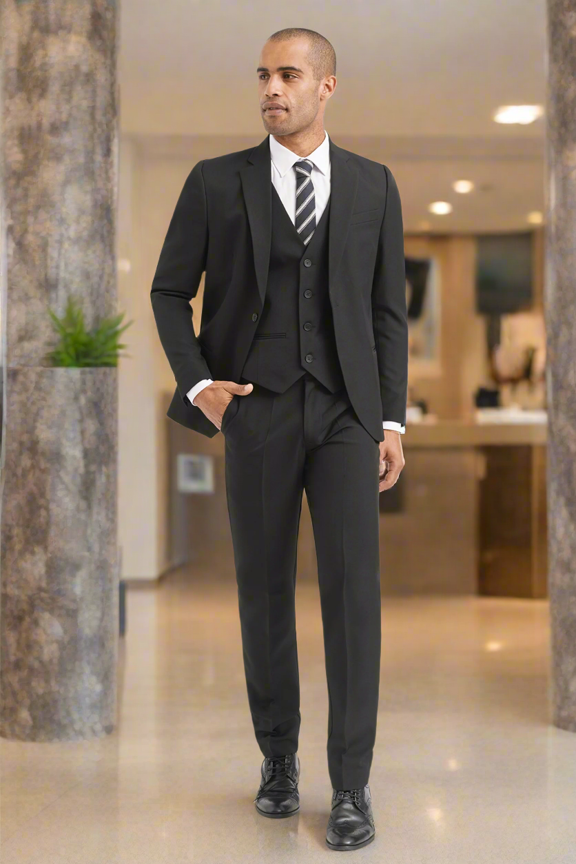 Jacob regular fit waistcoat - black stretch