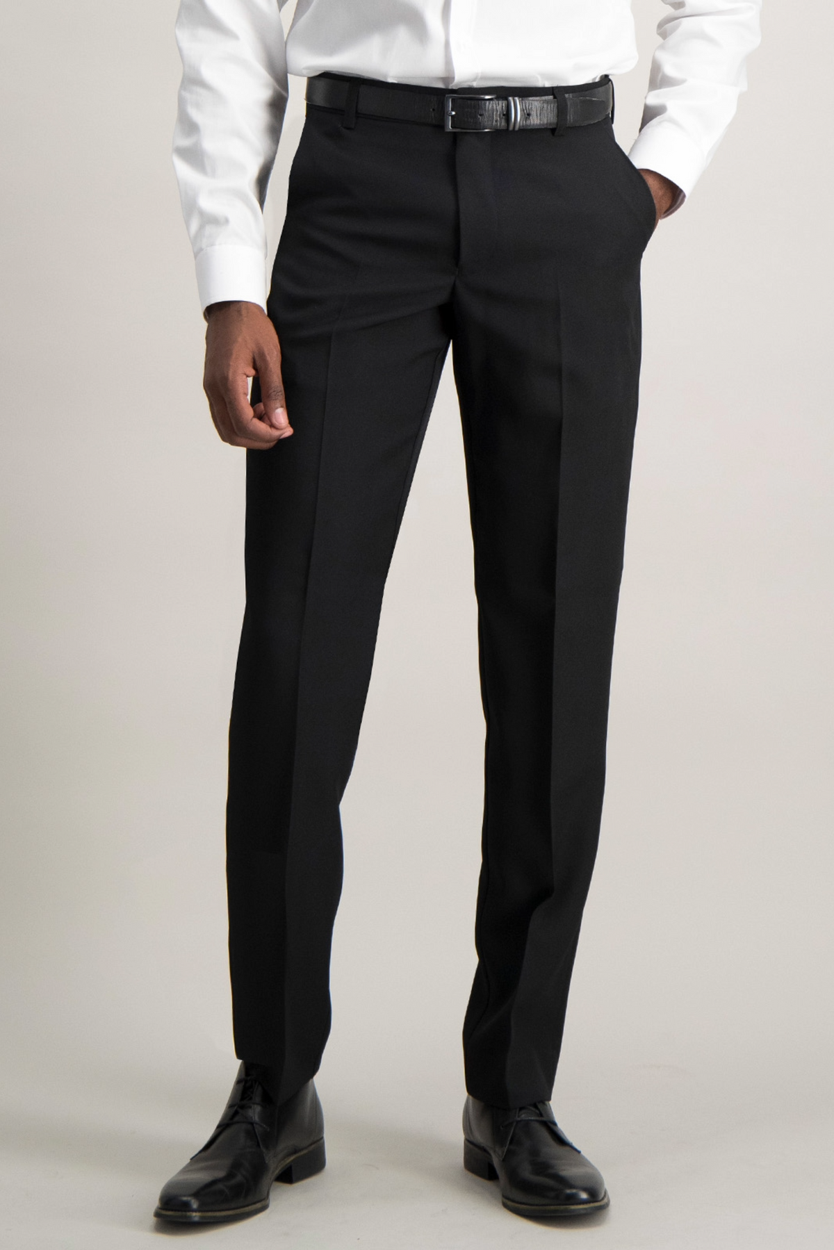 Regular Fit Stretch Suit Trousers – Black