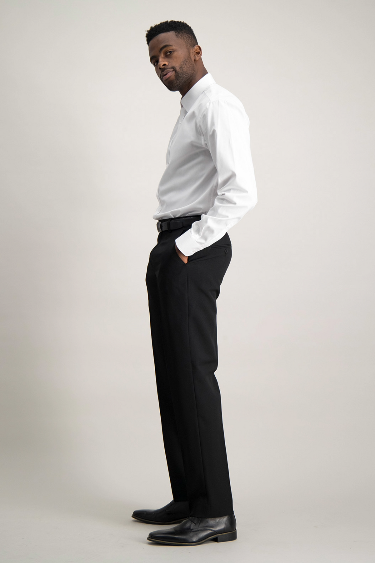 Regular Fit Stretch Suit Trousers – Black
