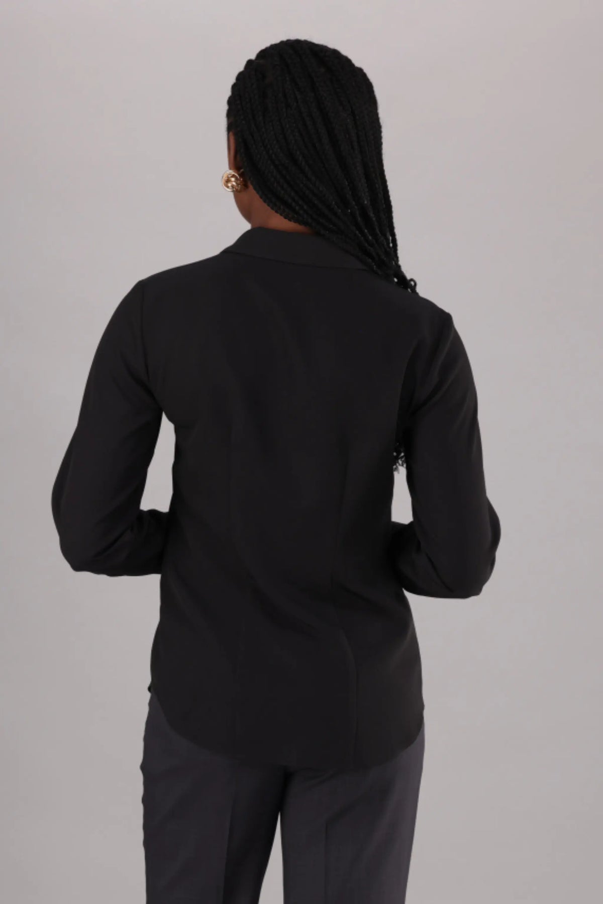 Black long sleeve collared blouse for the office, shop online at ImNow.