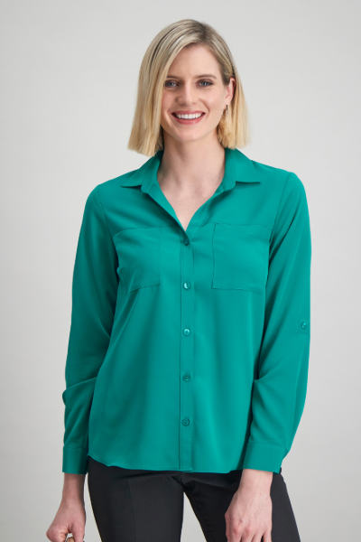 Evelyn women's pocket work blouse in Emerald – Imagemakers Online Store Sale