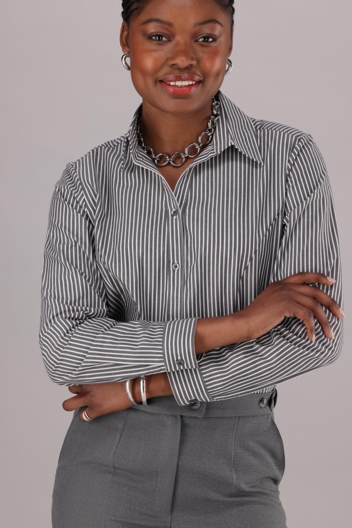 Regular Fit Cotton Rich Shirt - Wide Black Stripe