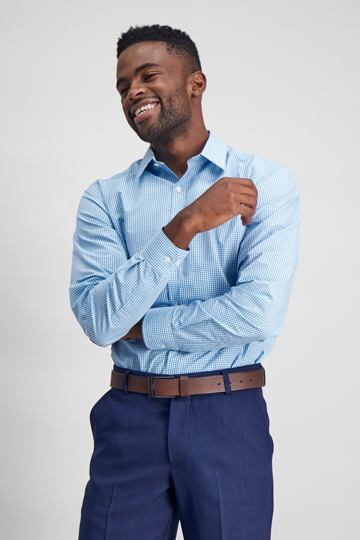 Stuart men's long sleeve relaxed fit shirt in Limpet Check – Imagemakers Online Store Sale