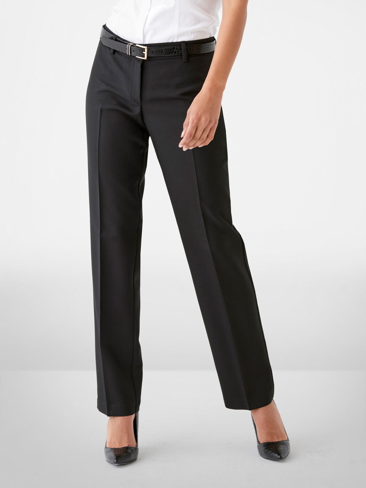 Christine women's mid rise straight leg work pants in Diamond Black – ImNow clearance