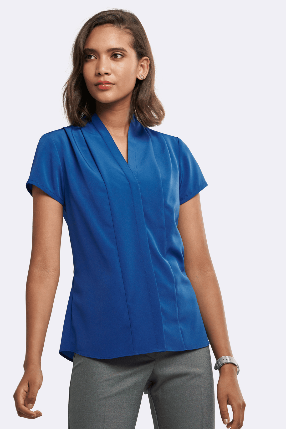 Amelia women's shawl collar work blouse in Sapphire – Imagemakers Online Store Sale