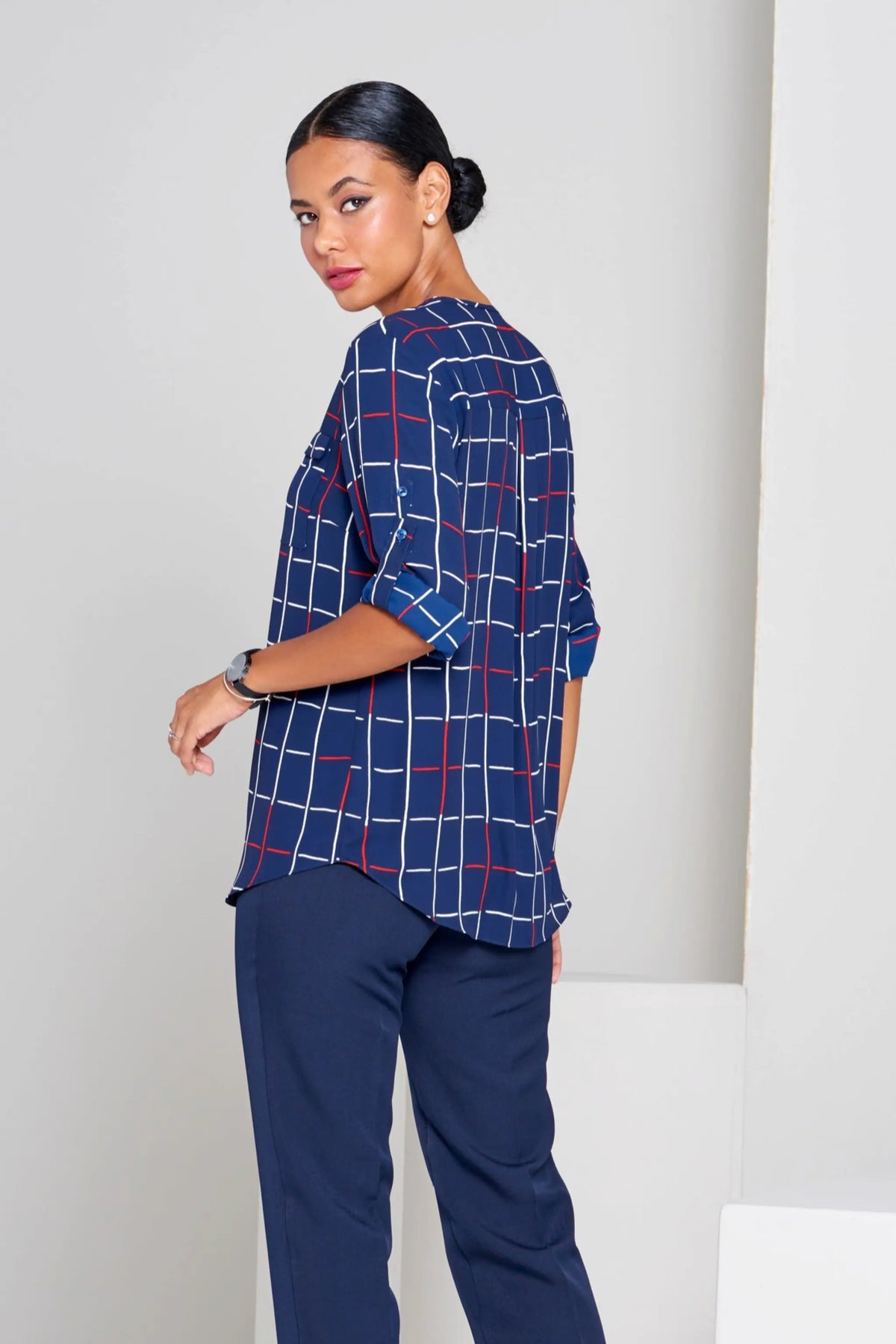 Sabrina women's zip front work blouse – style photo, Imagemakers Online Store Sale