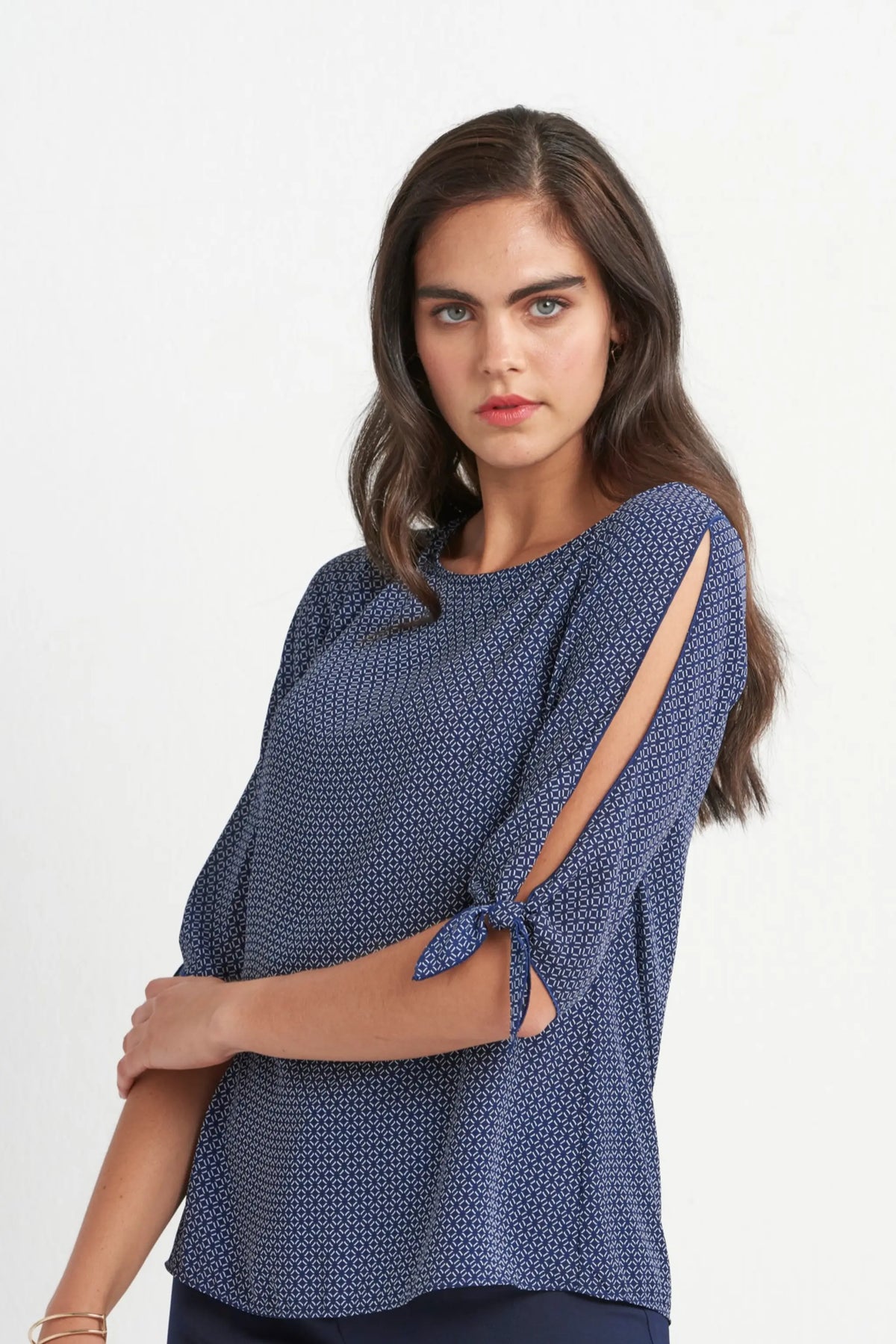 Bridget women's split tie sleeve work blouse in Imperial – Imagemakers Online Store Sale