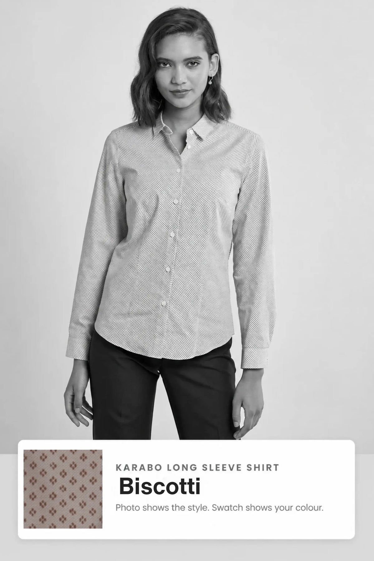Karabo women's long sleeve cotton work shirt in Biscotti – Imagemakers Online Store Sale