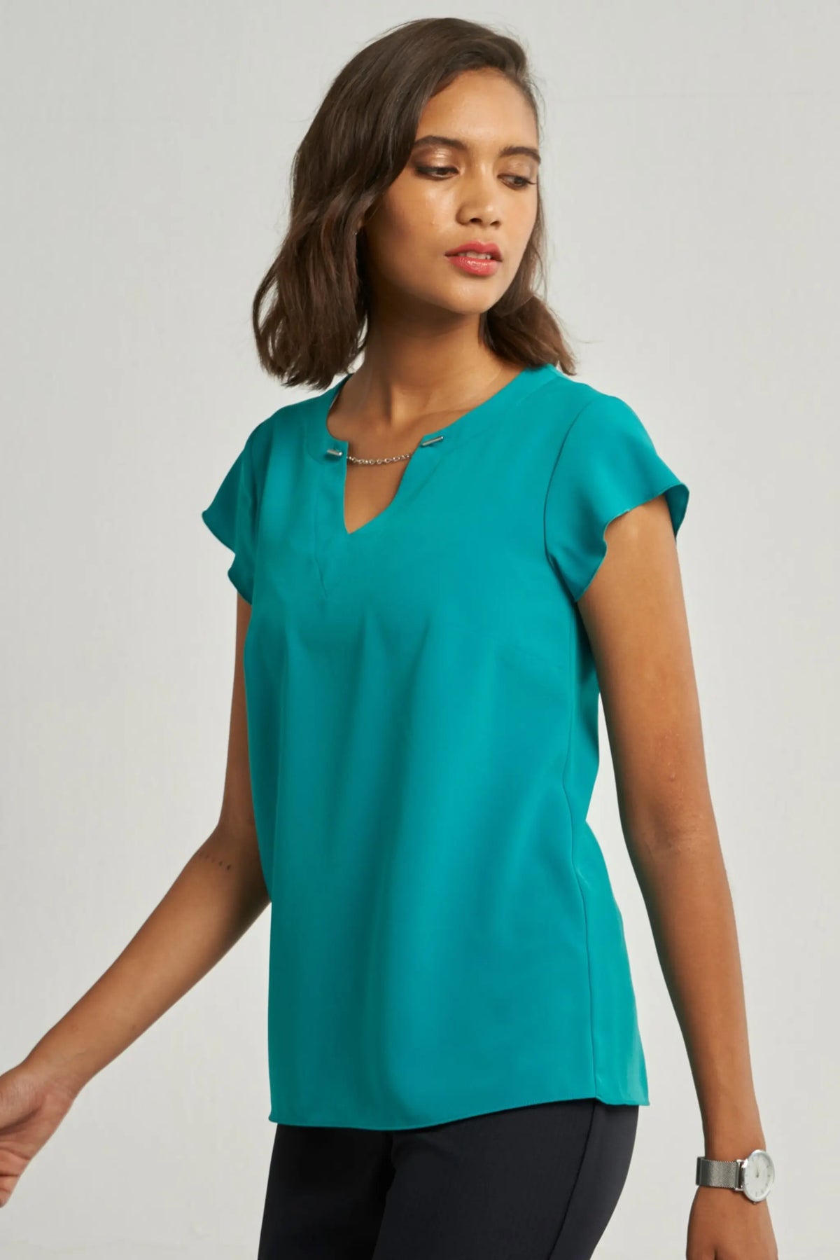 Misty Cap Sleeve Chain Detail Blouse – Clearance