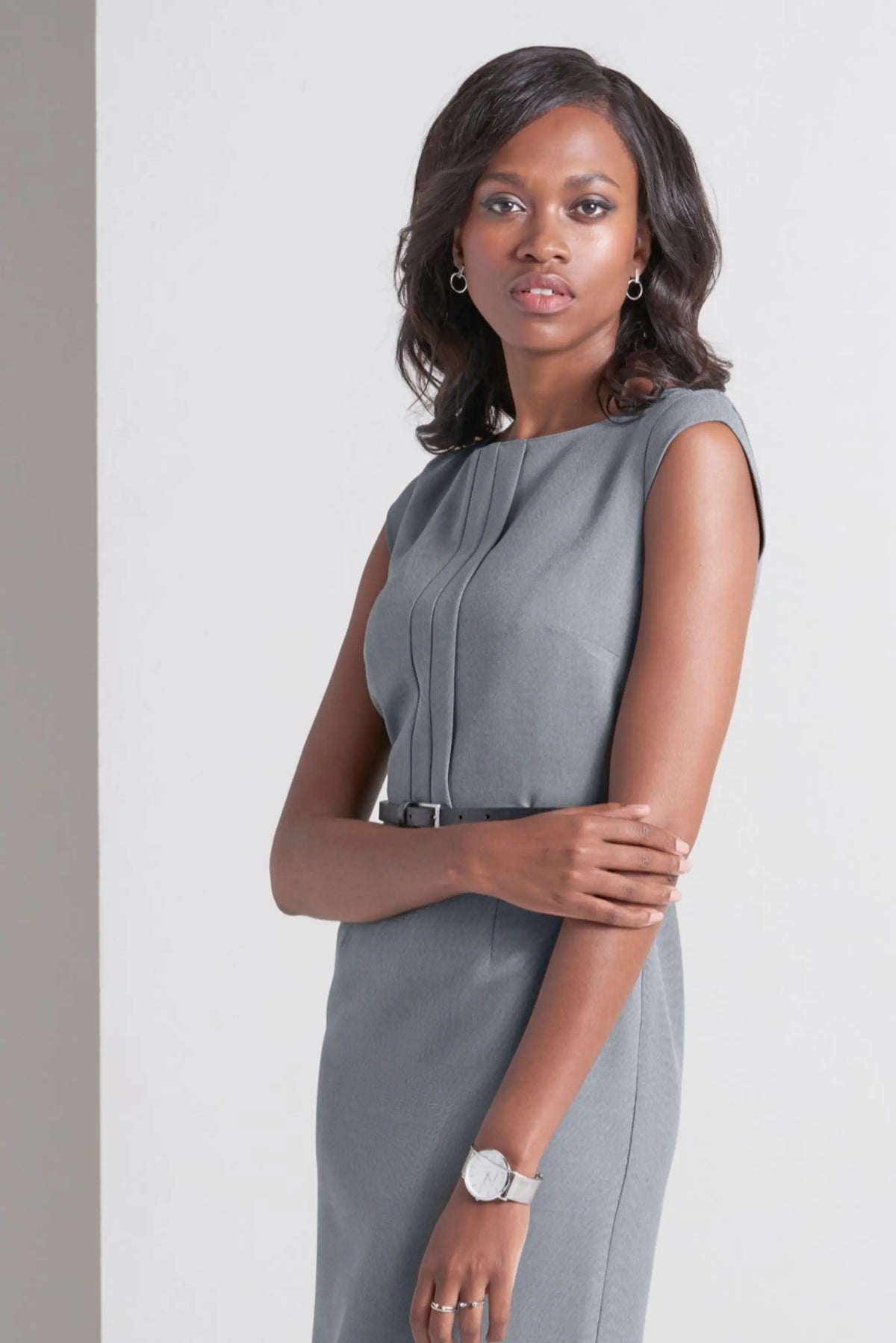Rebecca women's cap sleeve work dress in Platinum – Imagemakers Online Store Sale