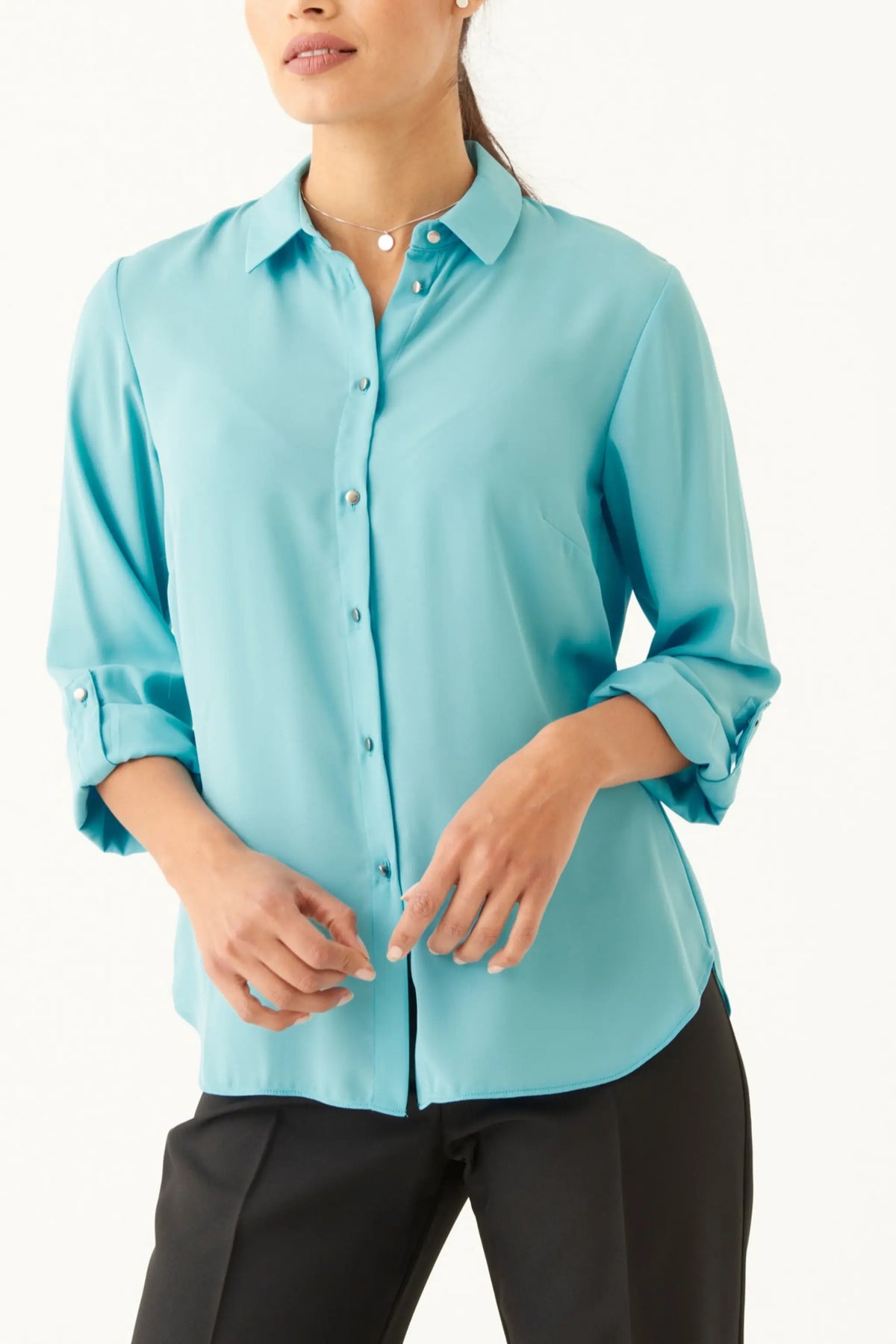 Cathy women's long sleeve work blouse in Crystal – ImNow clearance
