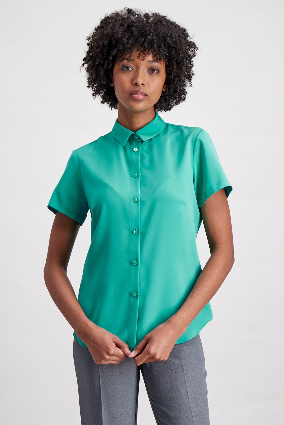 Carrie women's short sleeve work blouse in Fern – ImNow clearance