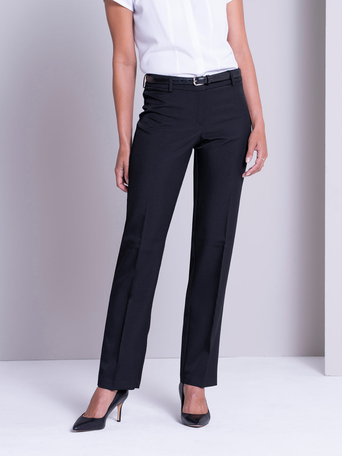 Christine women's mid rise straight leg work pants in Liquorice – ImNow clearance