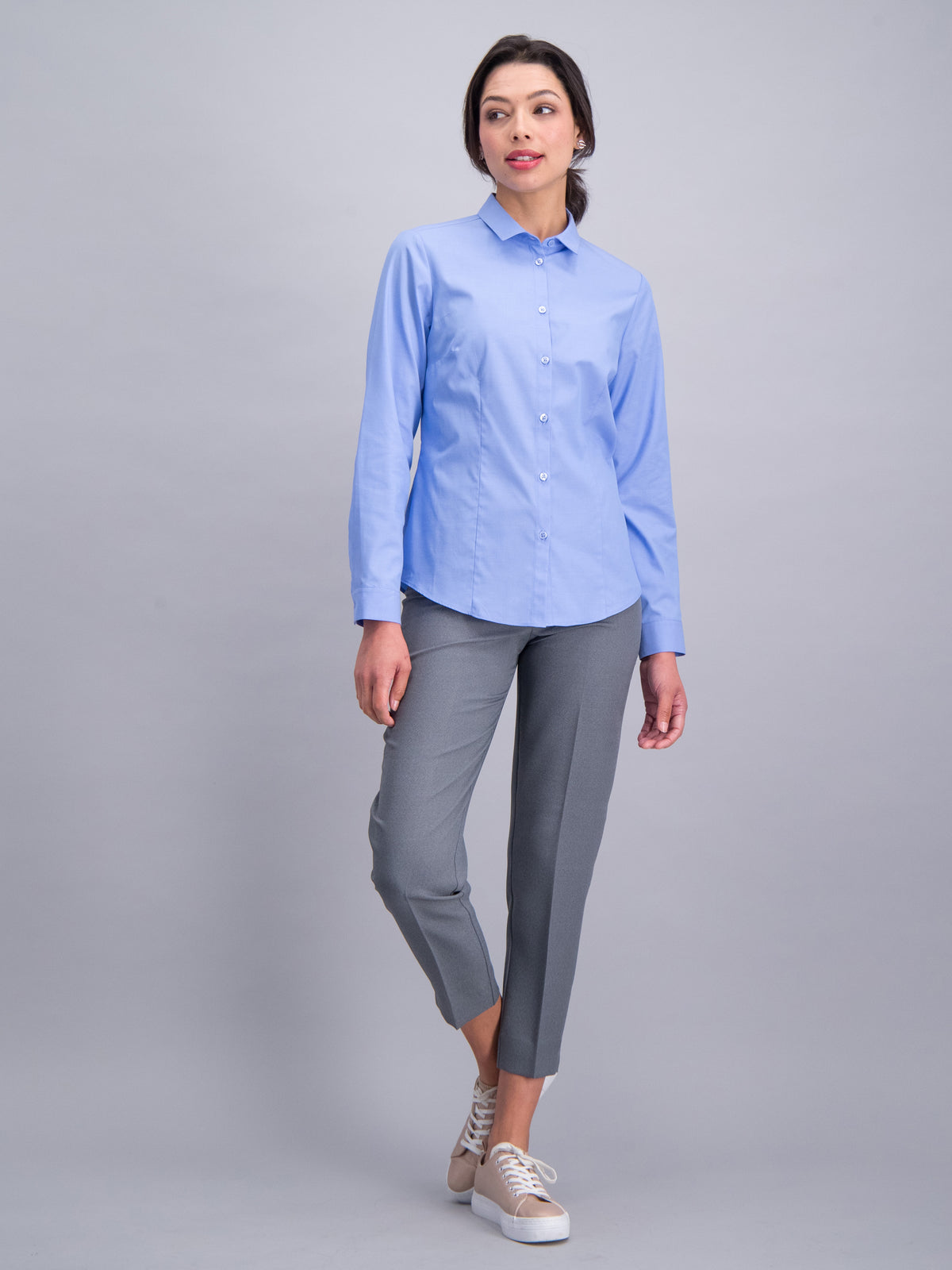 Karabo women's long sleeve cotton work shirt in Topaz – Imagemakers Online Store Sale