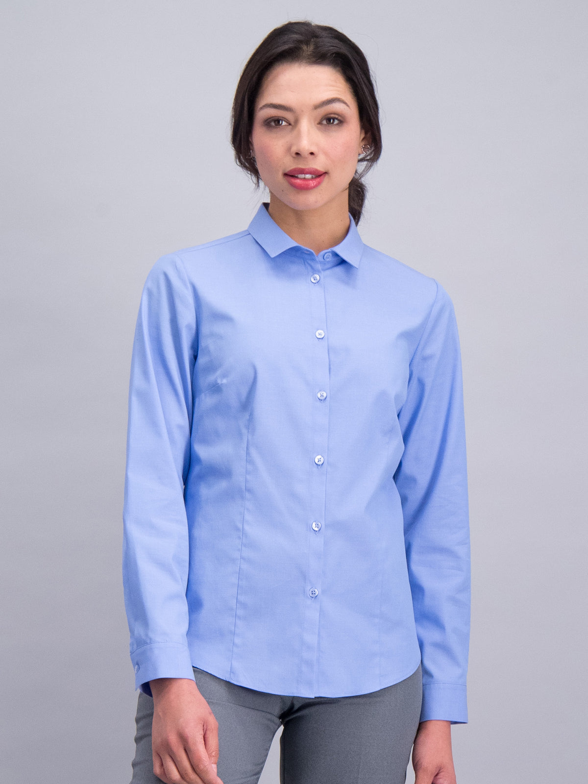Karabo women's long sleeve cotton work shirt in Topaz – Imagemakers Online Store Sale