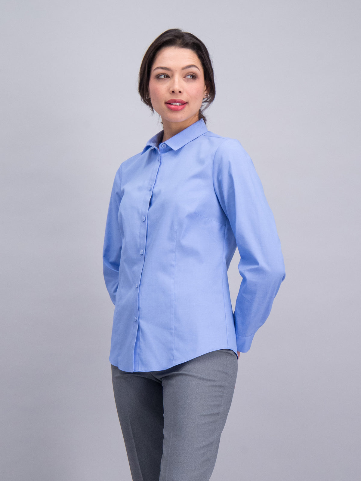 Karabo women's long sleeve cotton work shirt in Topaz – Imagemakers Online Store Sale