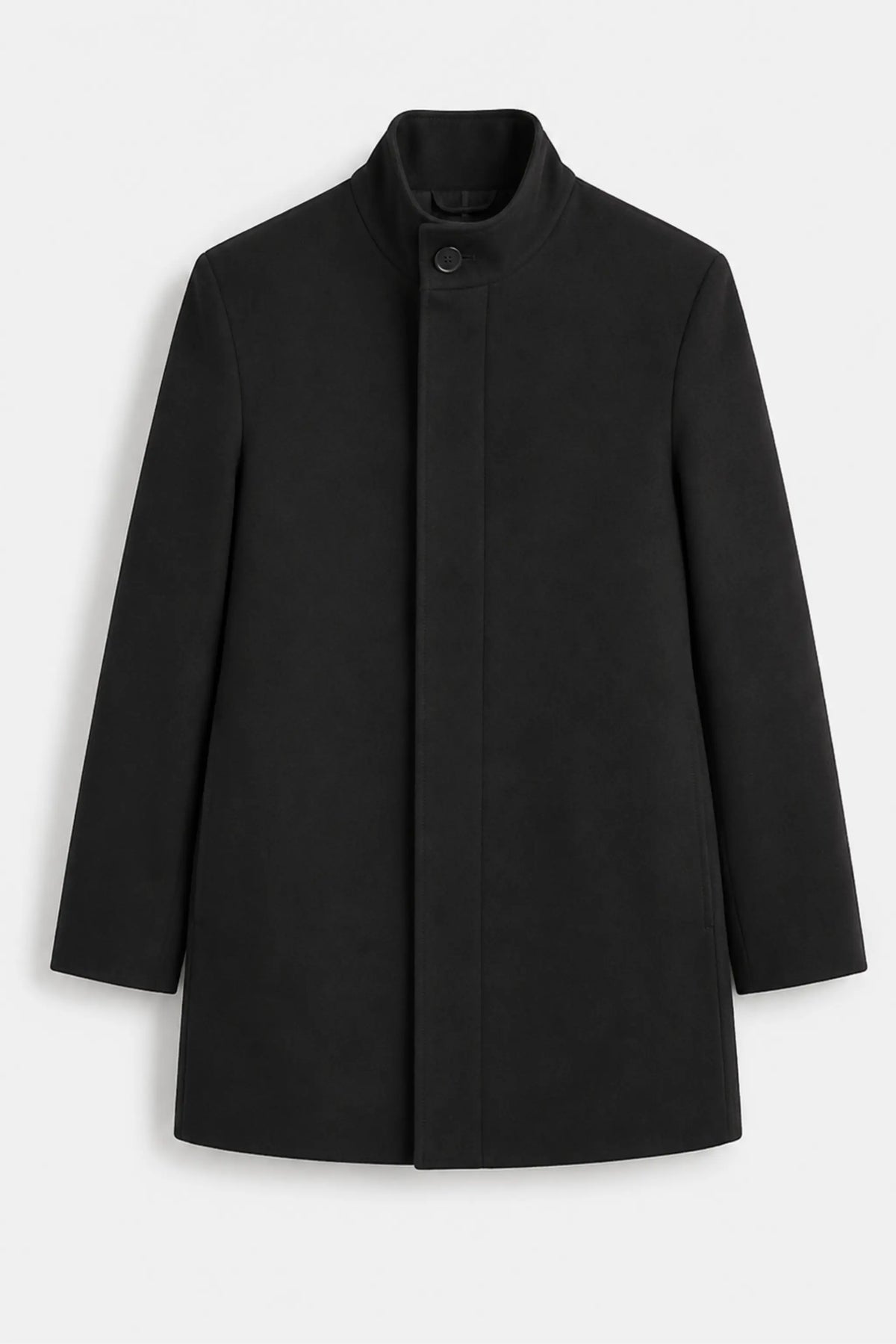 Black funnel neck , regular fit coat by ImNow online clothing store in South Africa.
