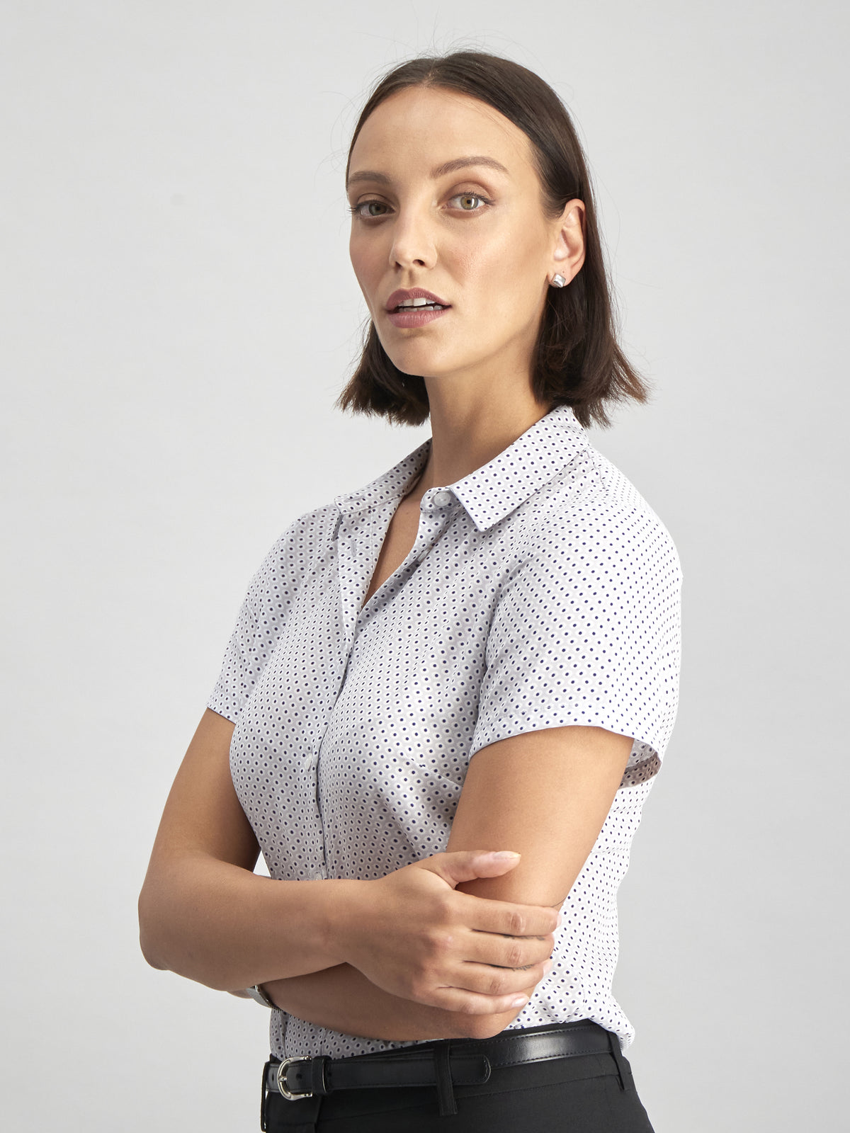 Carrie women's short sleeve work blouse in Charm – ImNow clearance