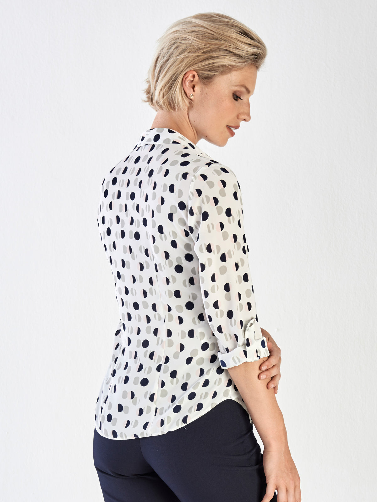 Cathy women's long sleeve work blouse in Eclipse – ImNow clearance
