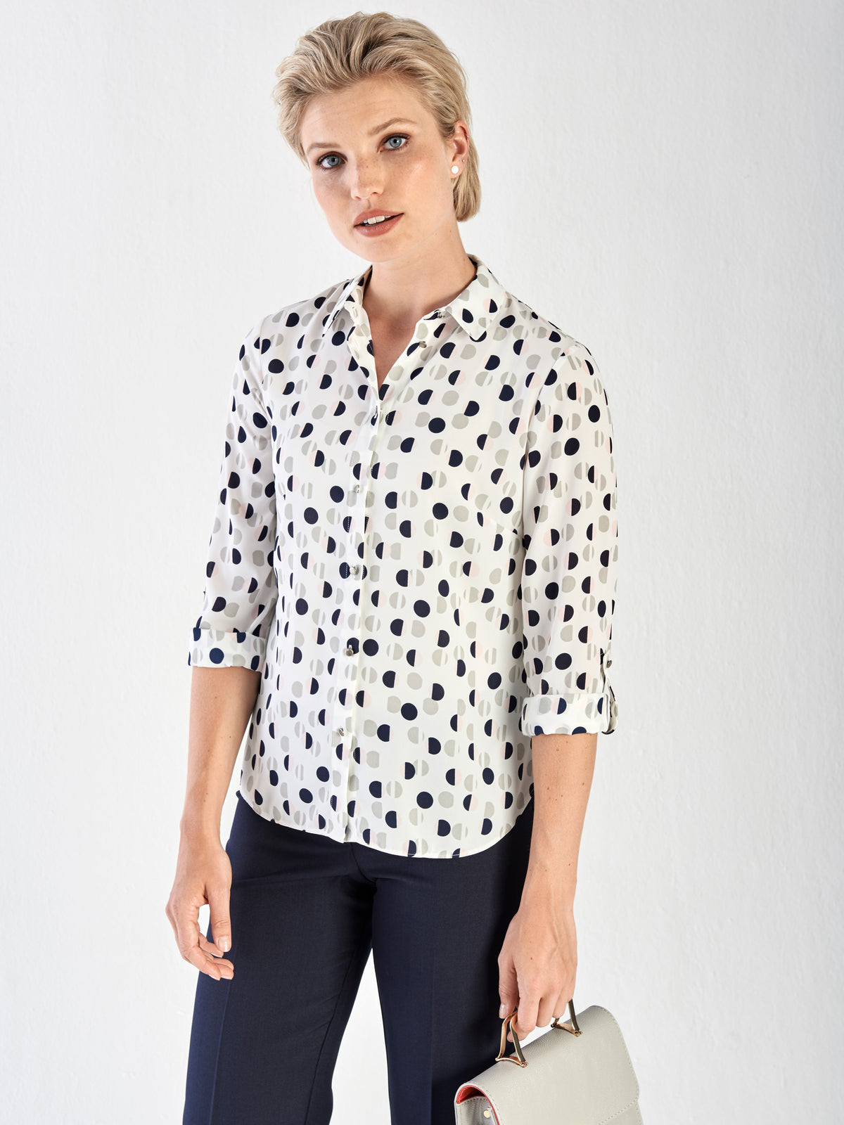 Cathy women's long sleeve work blouse in Eclipse – ImNow clearance