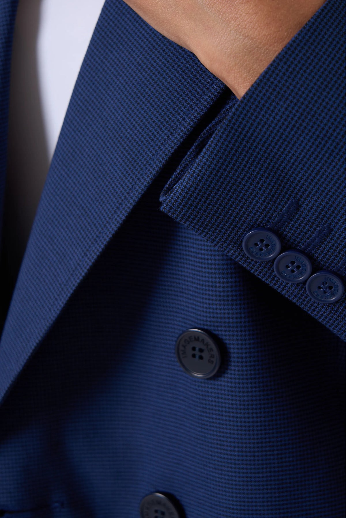 Women's blue and black puppytooth weave blazer by ImNow.