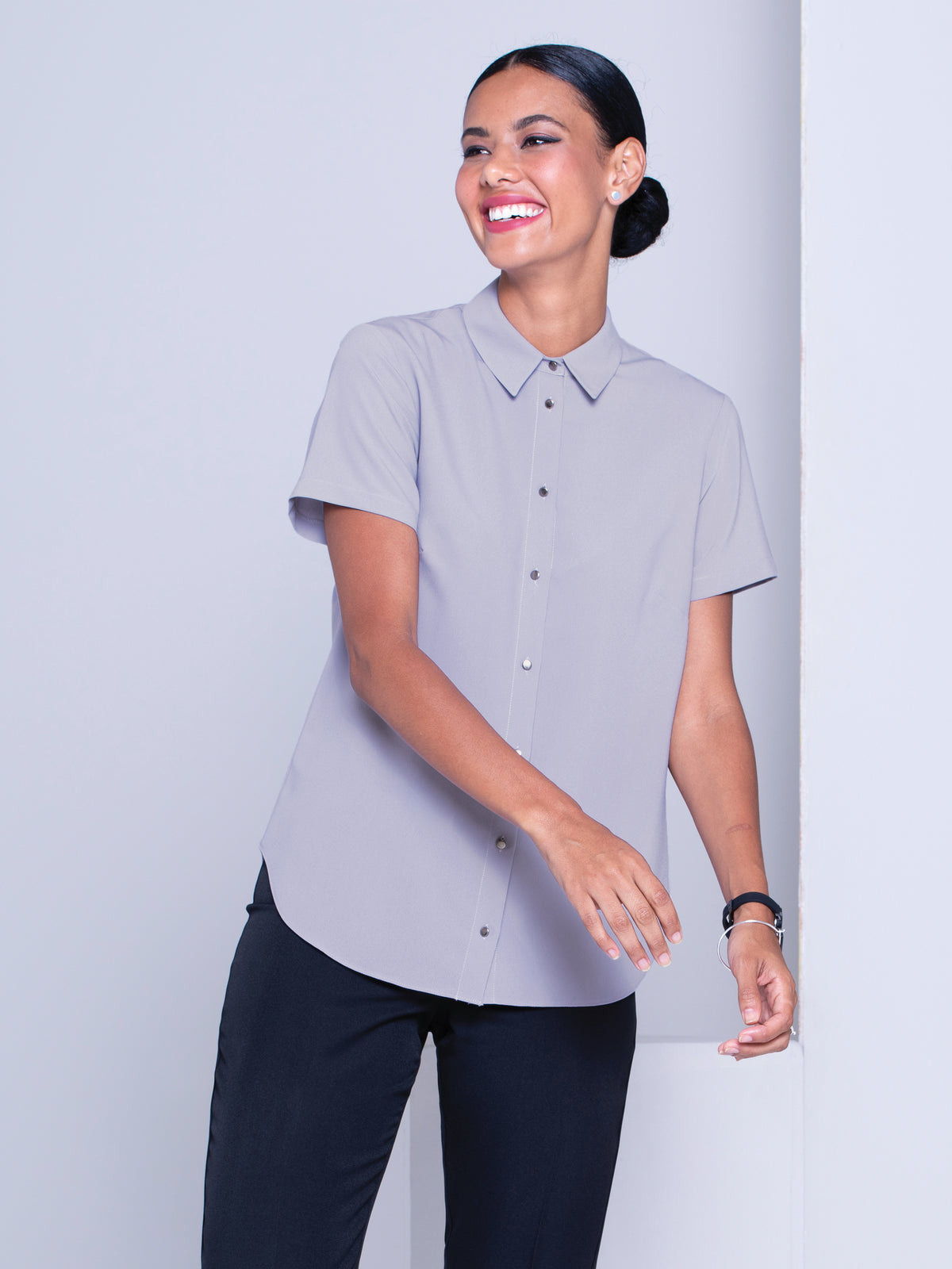 Carrie classic buttoned shirt -grey