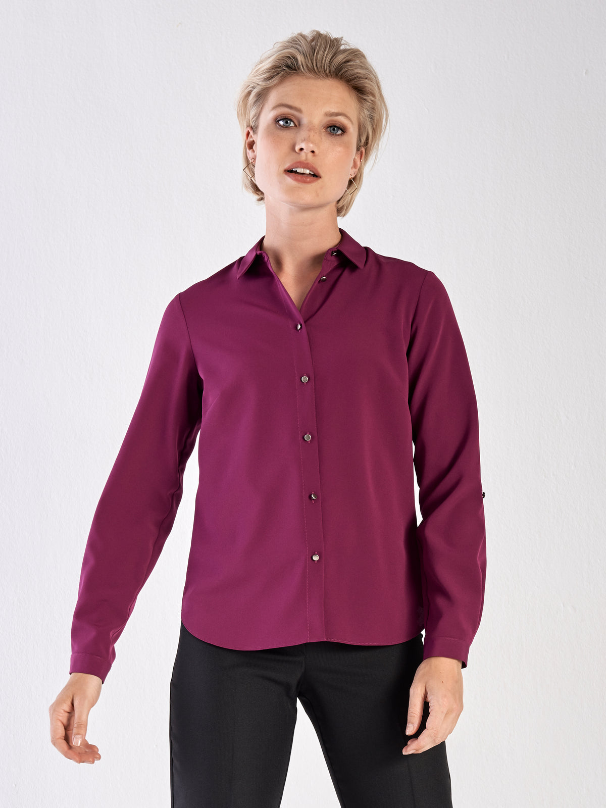 Cathy classic buttoned shirt -purple