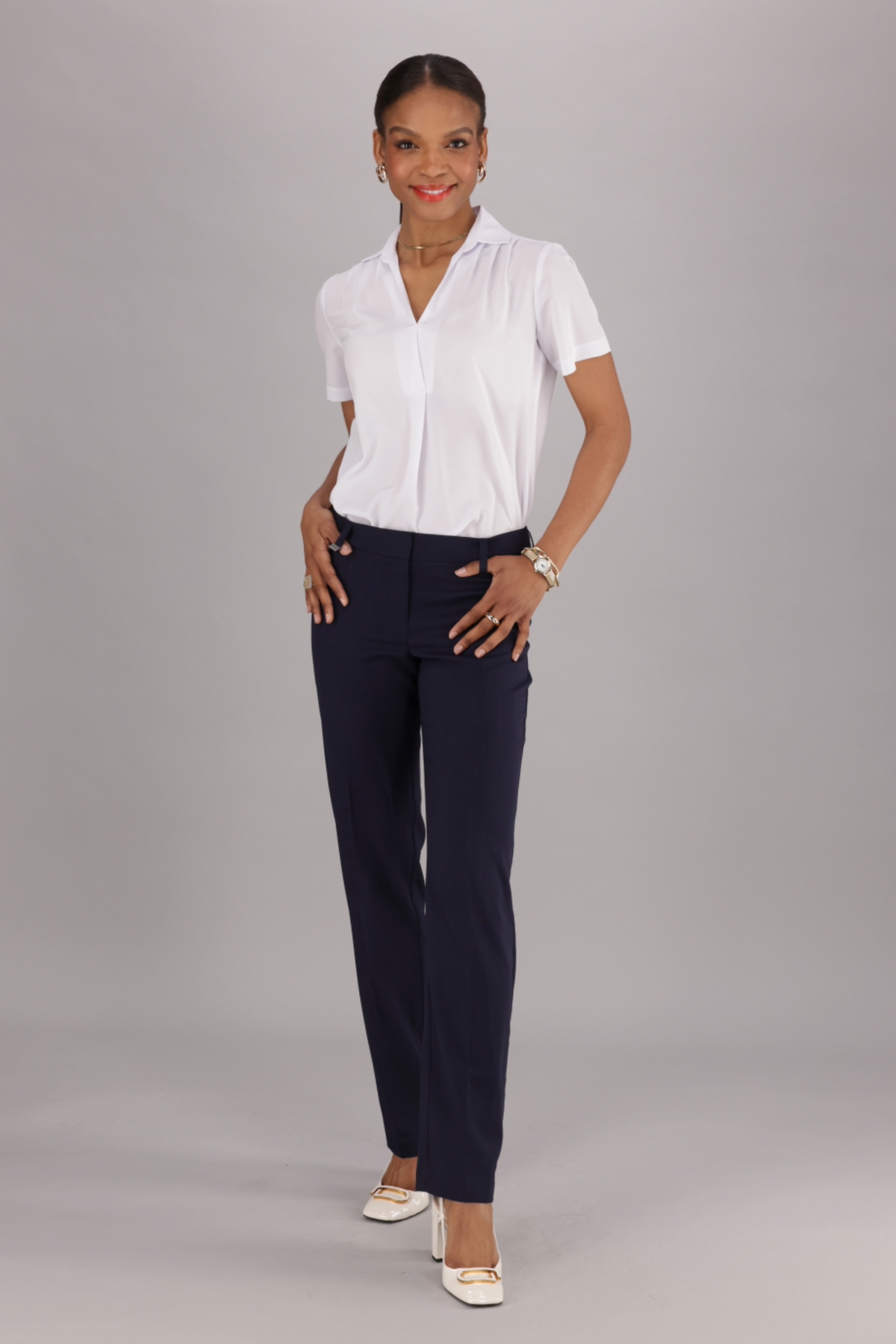 Christine regular fit pants - navy stretch