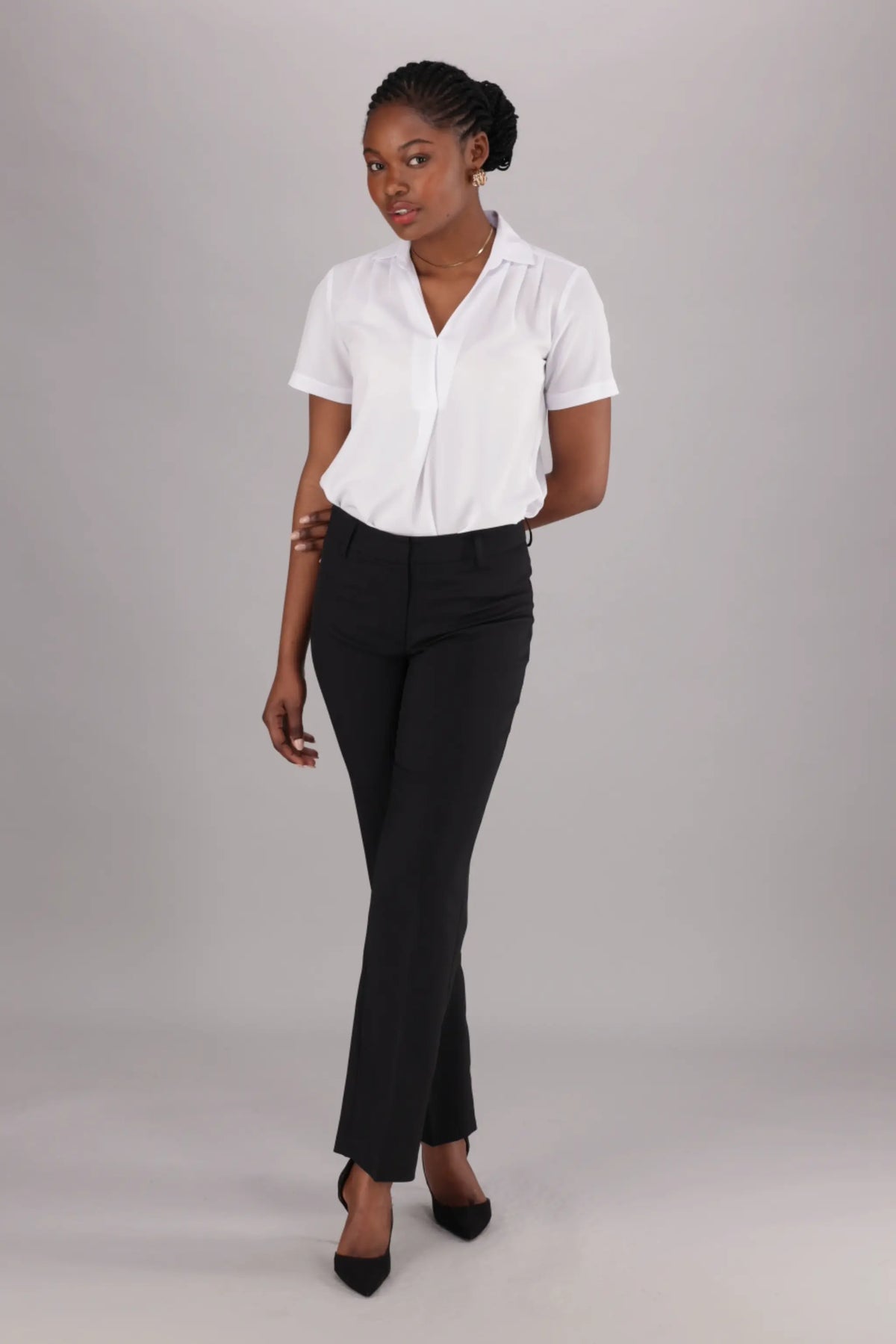 Black Christine Pants For Women Classic Mid-Rise Straight Leg Style By ImNow