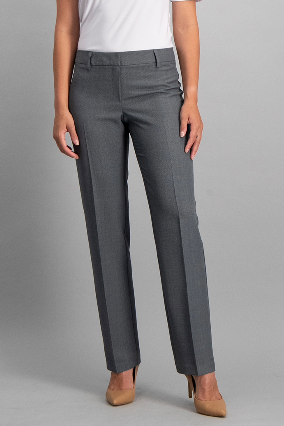 Grey Ladies Corporate Straight Leg Pants From ImNow By Imagemakers
