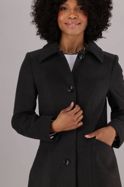 Warm and Fully Lined Women’s Melton Coat with Collar-Length Buttons and Deep Hand Pockets from ImNow.