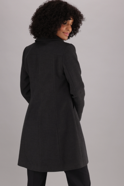 Classic Button-Front Charocal Melton Coat for Women with a Structured Collar, Full Lining and Pockets by ImNOw. 