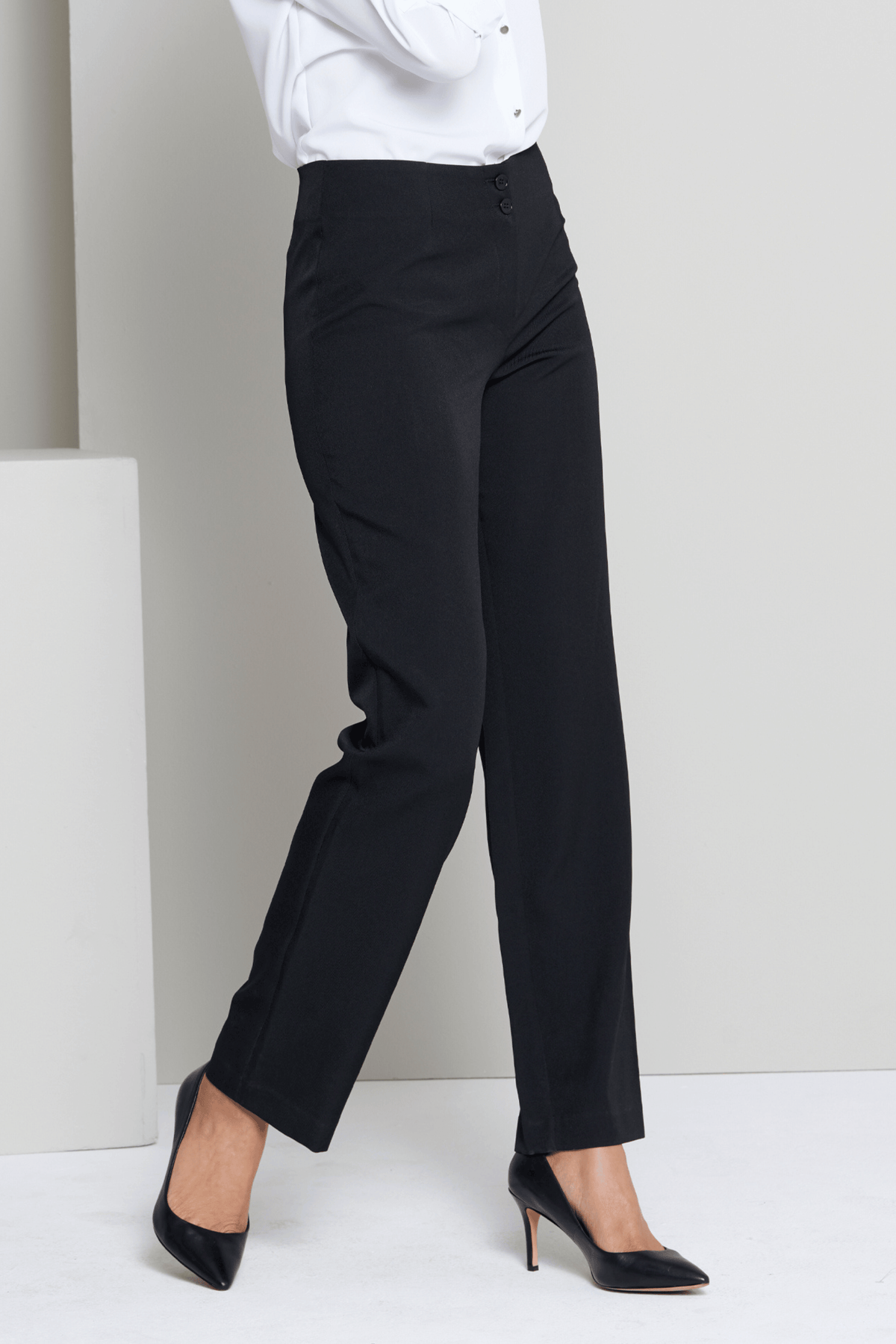 Piper women's straight leg work pants in Liquorice – Imagemakers Online Store Sale