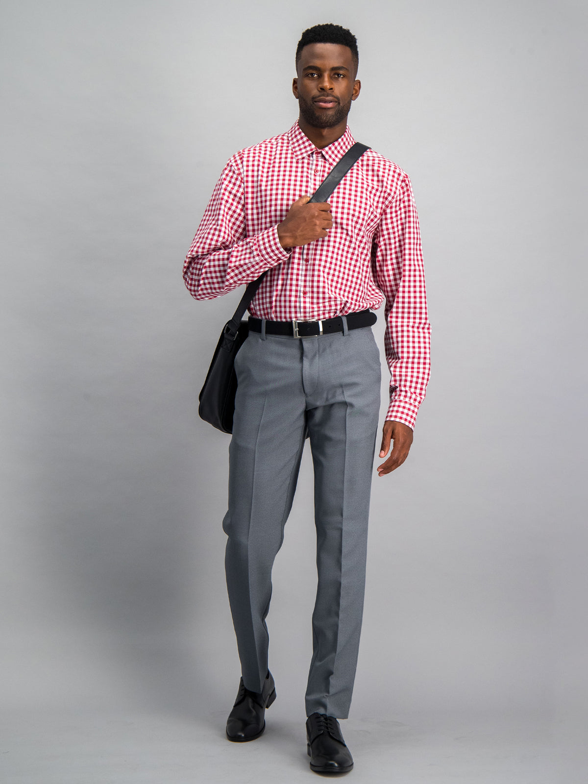 Dean slim fit cotton shirt- red gingham