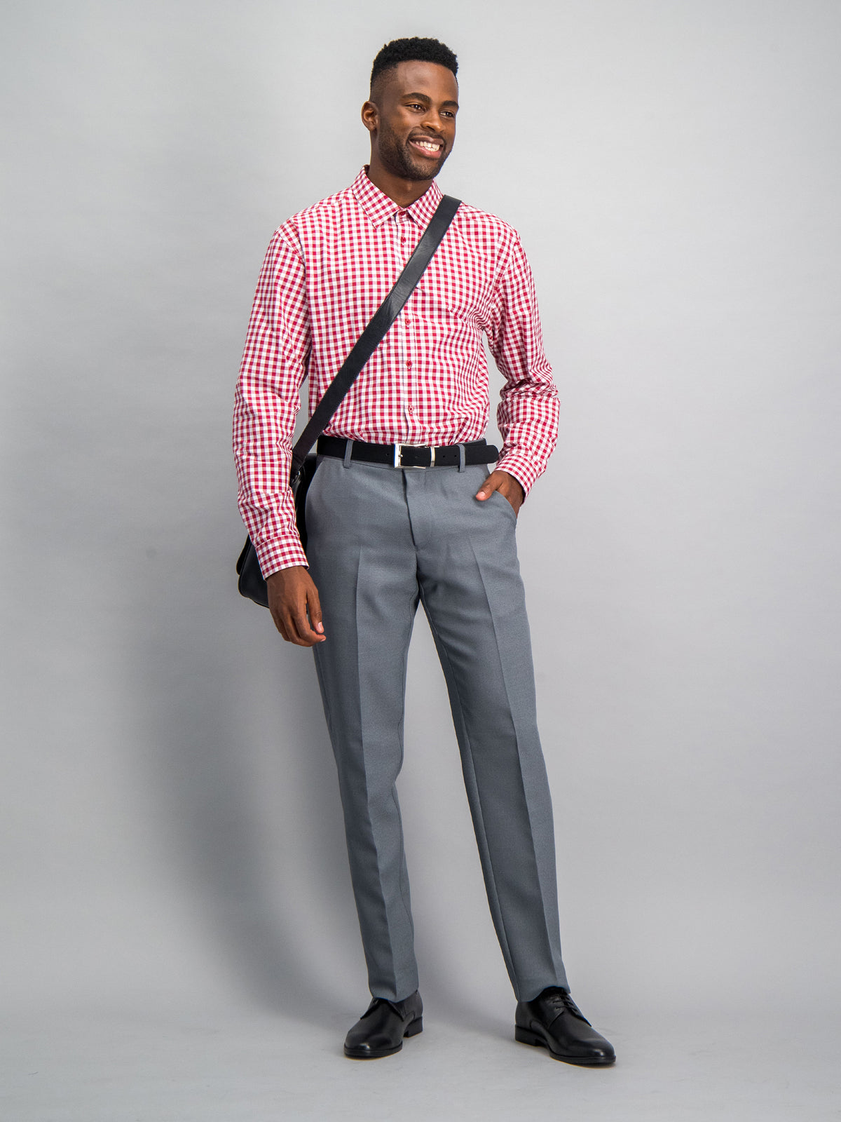 Dean slim fit cotton shirt- red gingham
