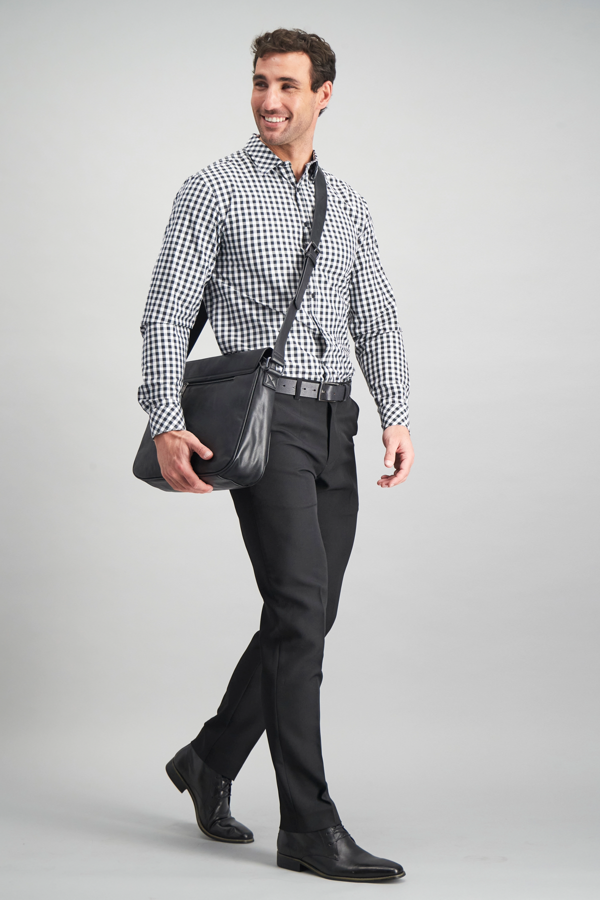 Dean regular fit cotton shirt - black gingham