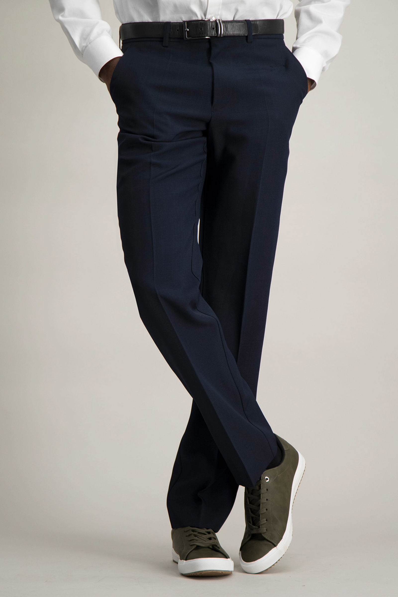 Men's regular fit stretch trousers in navy by IMNOW.