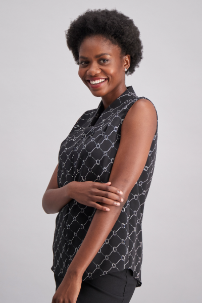 Textured women’s blouse with sleeveless cut for summer workwear