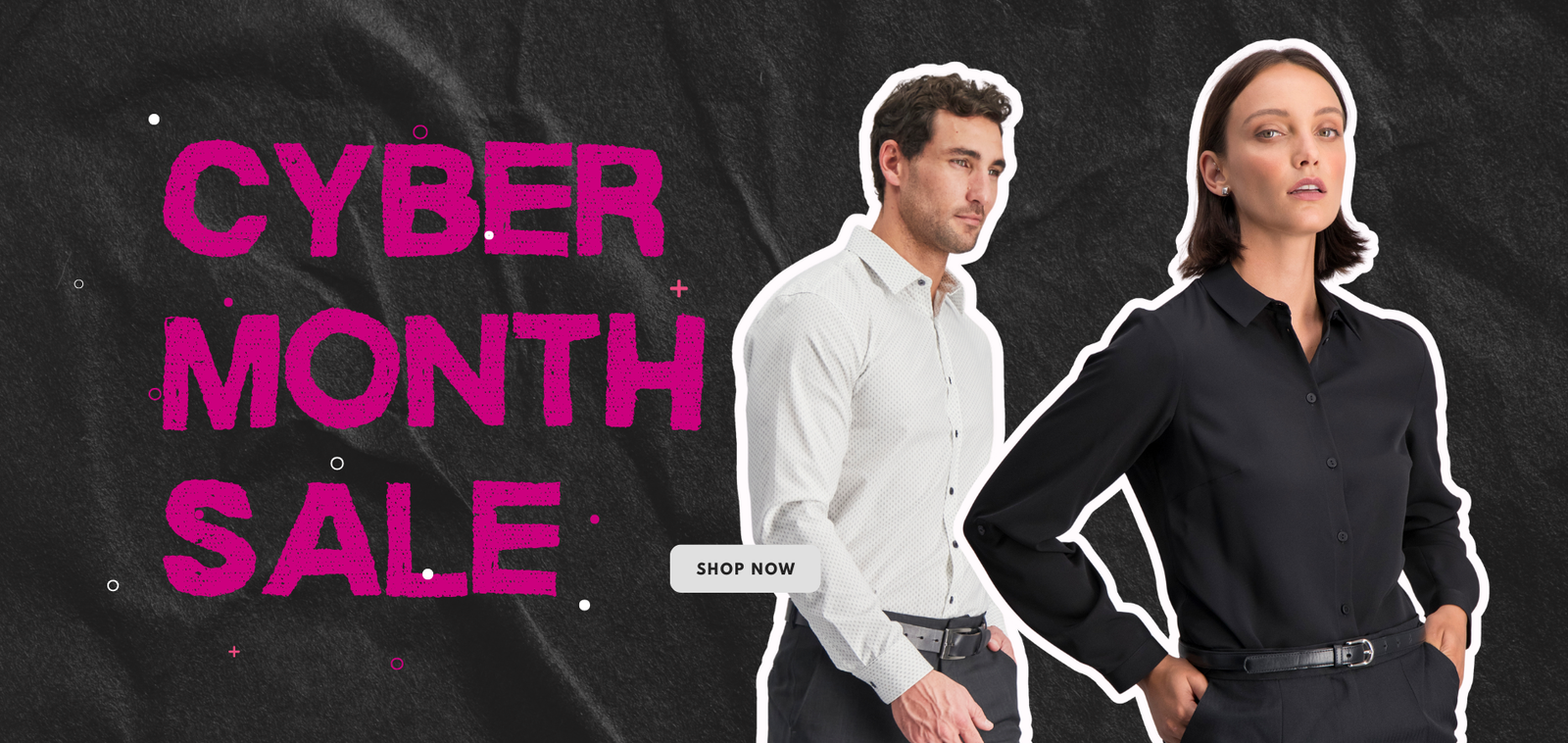 Mens and Ladies Coordinated Black and White Collared Shirts perfect for the Office available from ImNow. 