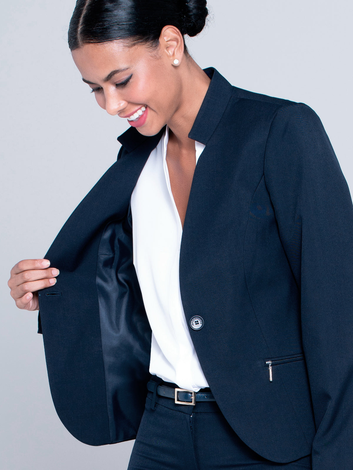 Jordan women's short fitted work jacket in Nautical Navy – Imagemakers Online Store Sale