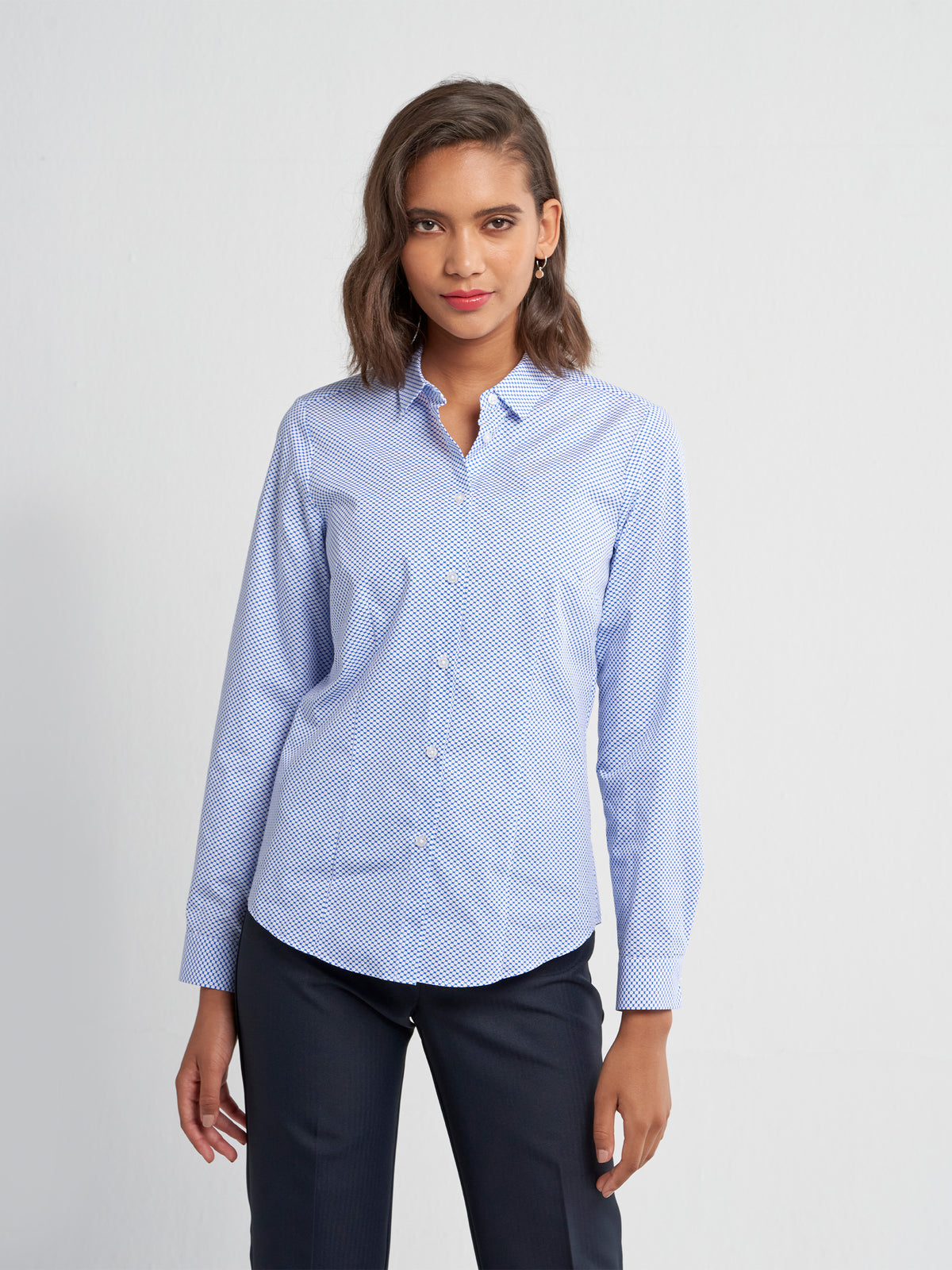 Karabo cotton shirt - blue circle print